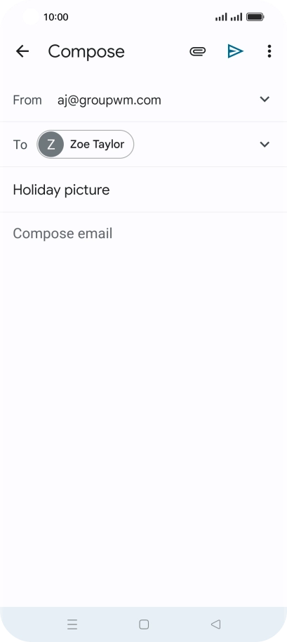 Press the text input field and write the text for your email message.