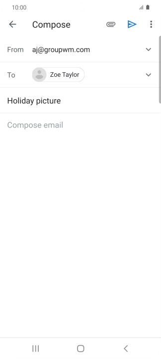 Press the text input field and write the text for your email message.