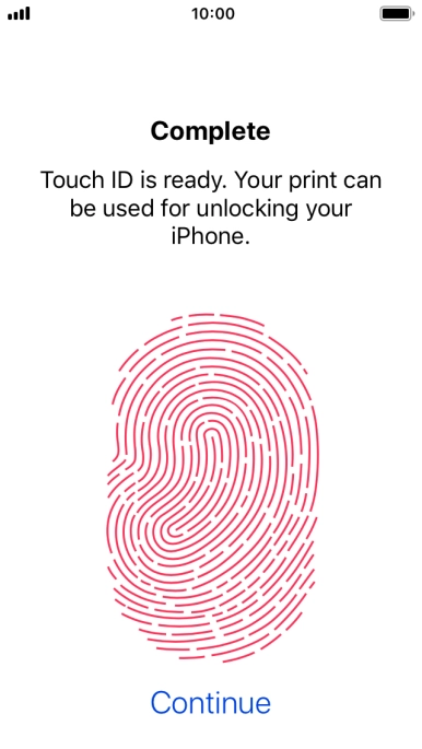 Press Continue. If you haven't previously selected a phone lock code, key in a code of your own choice twice.