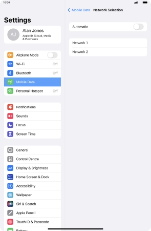 If you turn off the function, press the required network.