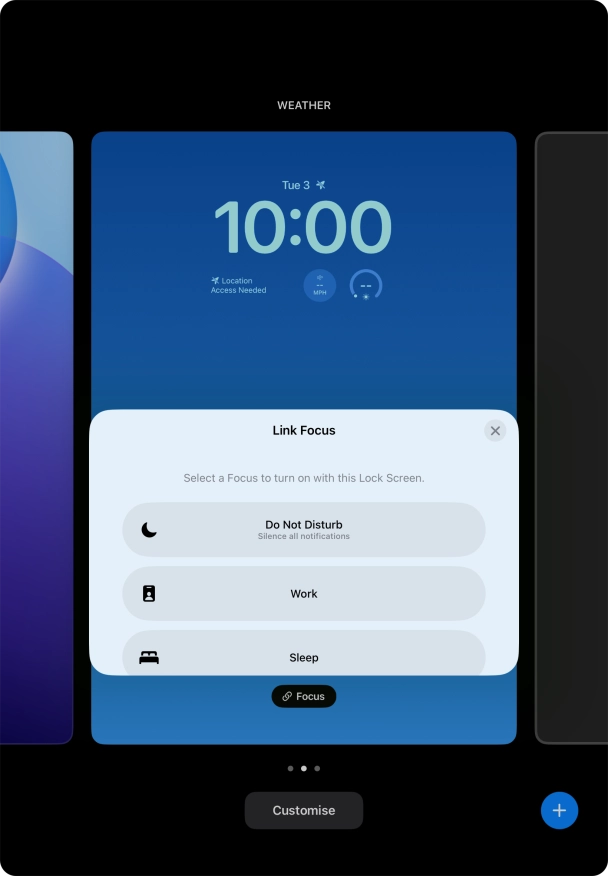 Press the required focus mode.