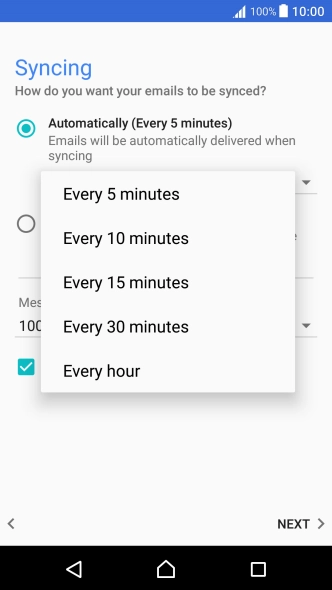 Press the required setting.