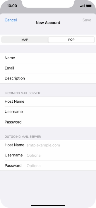 Press Host Name and key in the name or IP address of your email provider's outgoing server. Please note that if you can't send email messages when using your email provider's outgoing server, key in smtp.vodafone.net.au (Vodafone's outgoing server).