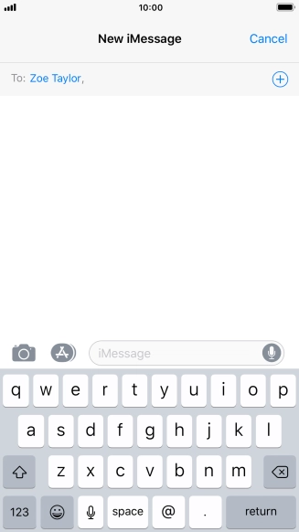 If the recipient can receive iMessages, iMessage is displayed in the text input field.