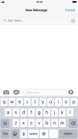 If the recipient can receive iMessages, iMessage is displayed in the text input field.