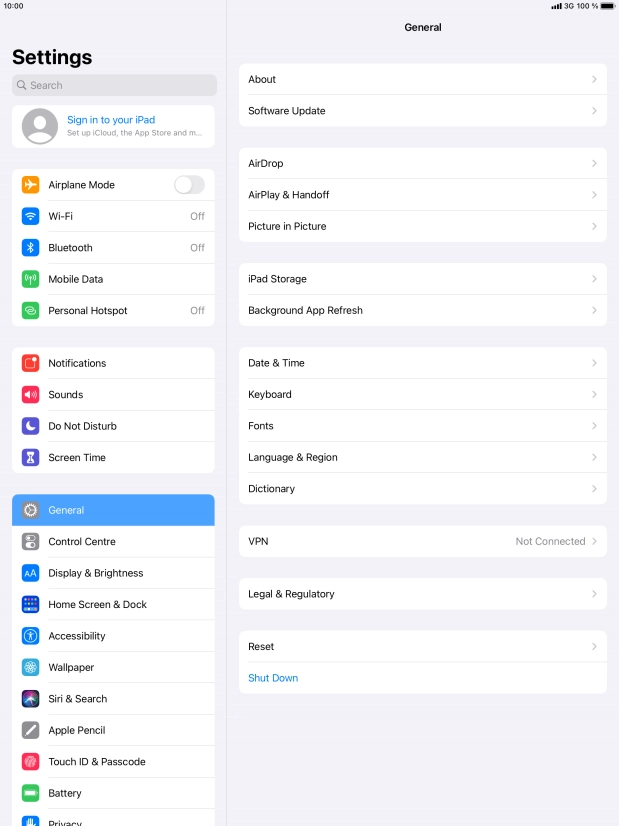 Press Sign in to your iPad.