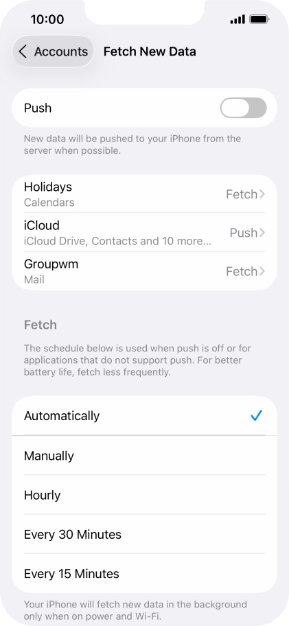 If you turn off the function, press the required setting.