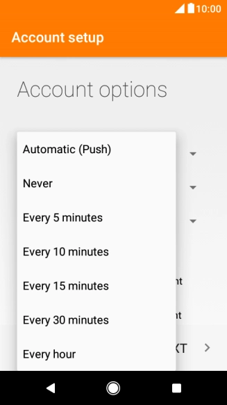 Press the required setting.