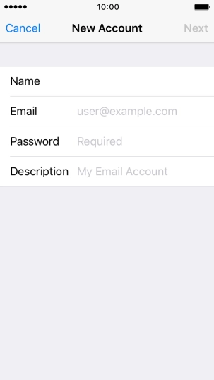 Press Email and key in your email address.