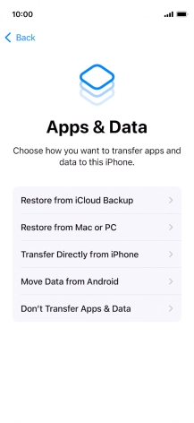 You can transfer content from an Android phone when your phone is activated for the first time and after a factory reset. When this screen is displayed, your phone is ready to transfer content from an Android phone.