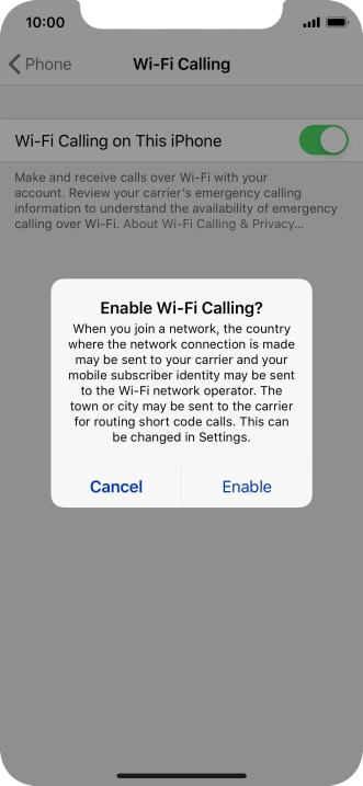 If you turn on the function, press Enable.