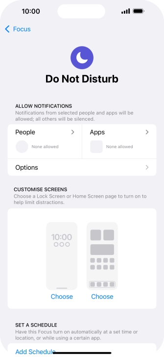 Press People and follow the instructions on the screen to select which contacts you would like to receive calls and notifications from when Do Not Disturb is turned on.