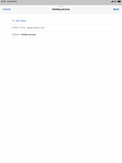 Press the text input field and write the text for your email message.