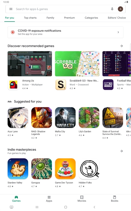 Press the search field.