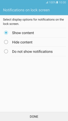 Press the required setting.