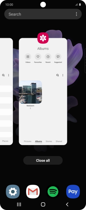 To end one running application, slide your finger upwards on the required application.