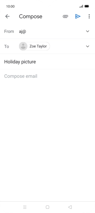 Press the text input field and write the text for your email message.
