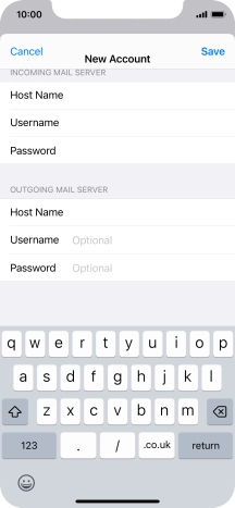 Press Username and key in the username for your email account. Please note that if you're using Vodafone's outgoing server, leave the username field empty.