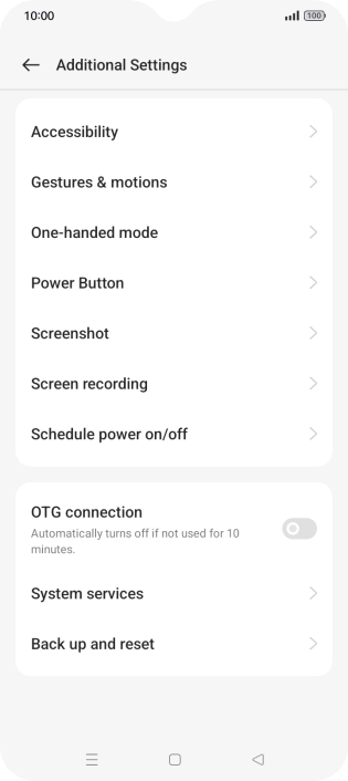 Press Back up and reset.