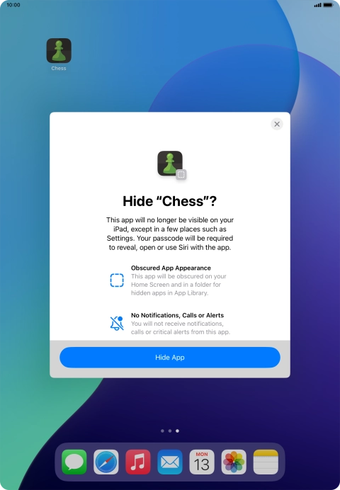 Press Hide App.
