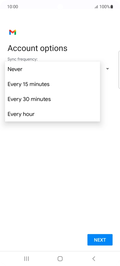 Press the required setting.