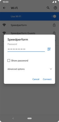 Key in the password for the Wi-Fi network and press Connect.