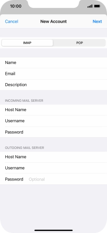 Press Password and key in the password for your email account. Please note that if you're using Vodafone's outgoing server, leave the password field empty.