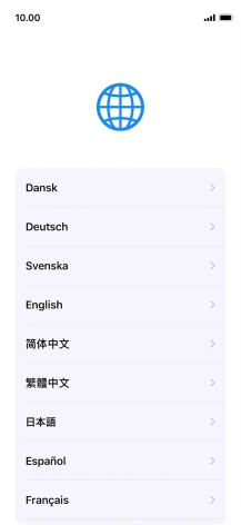 Press the required language.