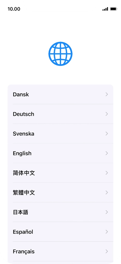 Press the required language.