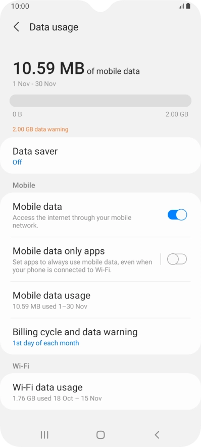 The total data usage is displayed.