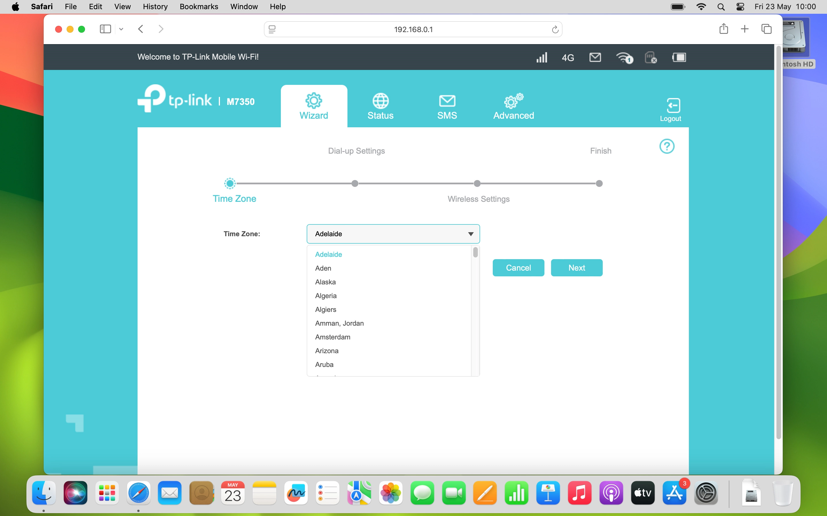 Click the required setting.