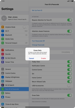 If you turn on the function, press Enable.