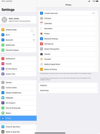 Press Location Services.