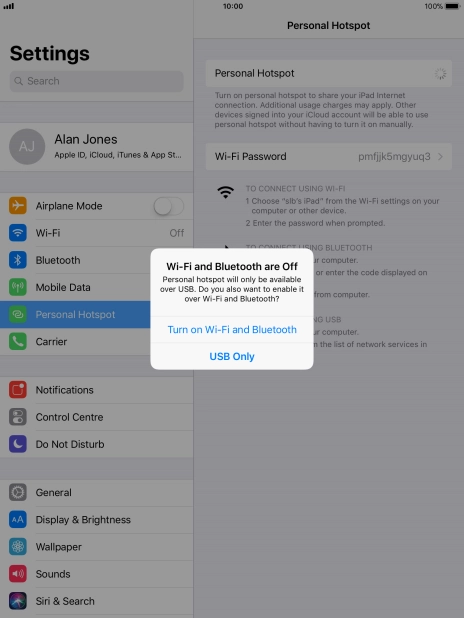If Wi-Fi is turned off, press Turn on Wi-Fi and Bluetooth.