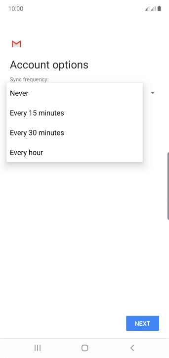 Press the required setting.