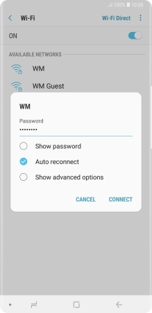Key in the password for the Wi-Fi network and press CONNECT.