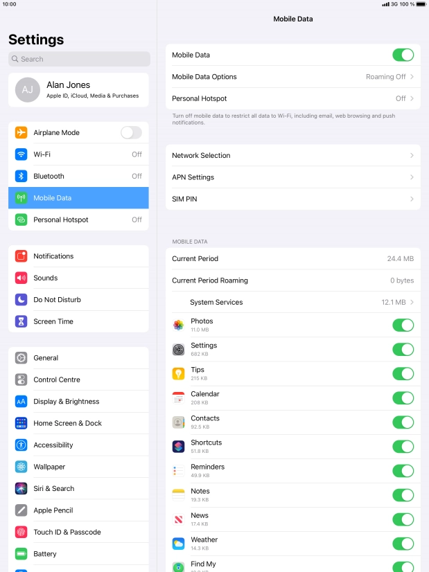 The total data usage is displayed next to Current Period.