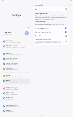 Press the indicators next to the required settings.