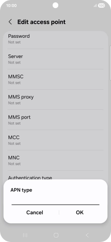 Key in default and press OK.