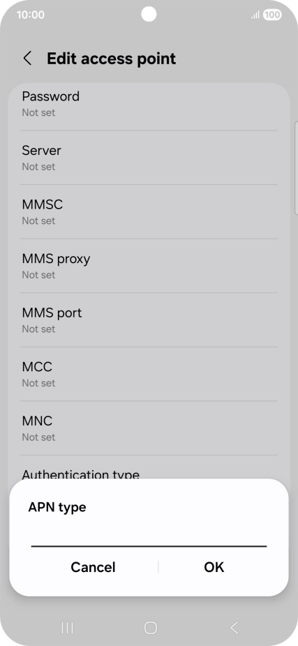 Key in default and press OK.