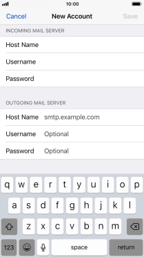 Press Host Name and key in the name or IP address of your email provider's outgoing server. Please note that if you can't send email messages when using your email provider's outgoing server, key in smtp.vodafone.net.au (Vodafone's outgoing server).