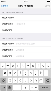 Press Username and key in the username for your email account.