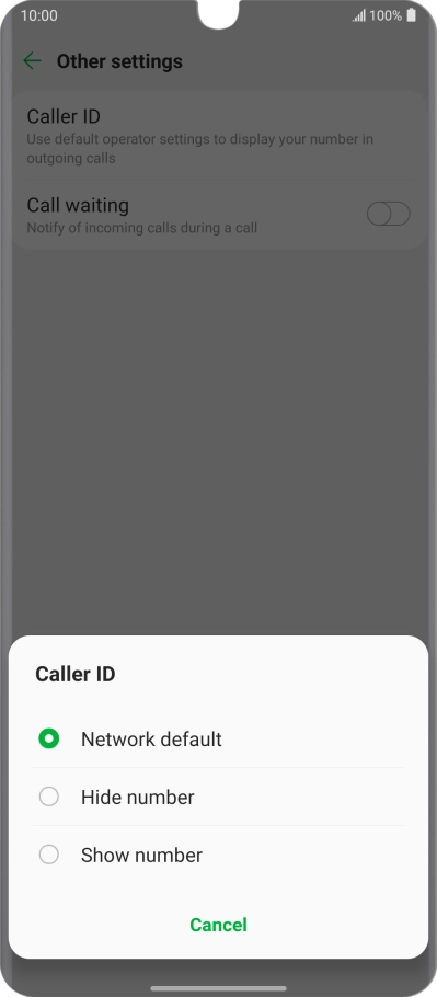 Press Show number to turn on caller identification.