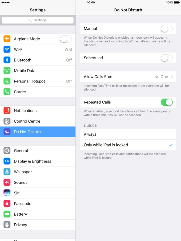 Press the indicator next to 