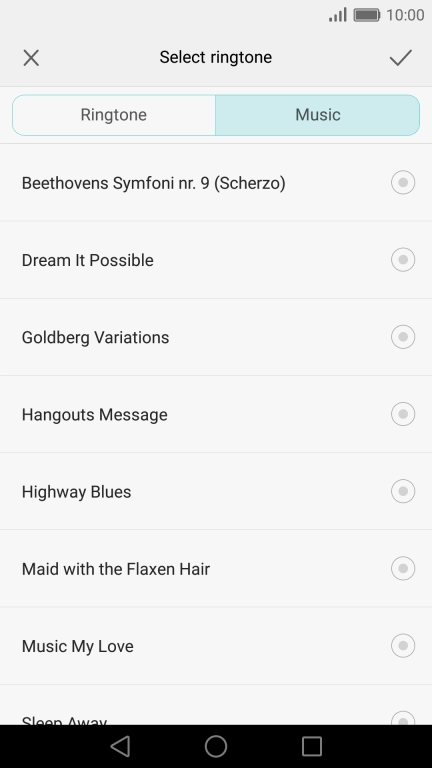 Press the required ring tone.