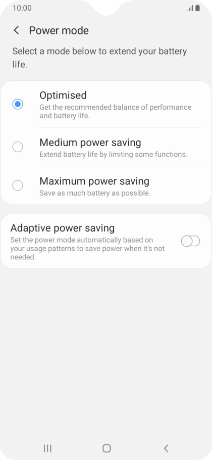 Press the required setting to turn on the function.