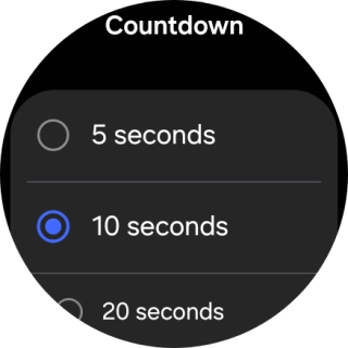 Press the required setting to choose how long the countdown should be before your smartwatch calls the emergency dispatch centre when a hard fall is detected.