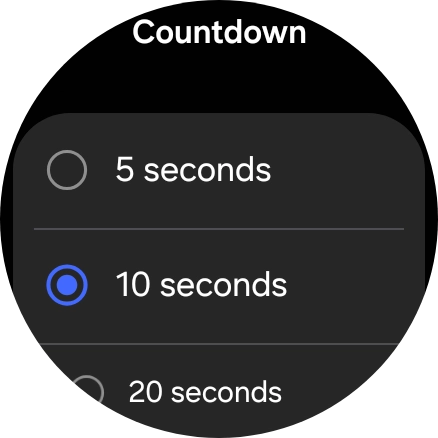 Press the required setting to choose how long the countdown should be before your smartwatch calls the emergency dispatch centre when a hard fall is detected.
