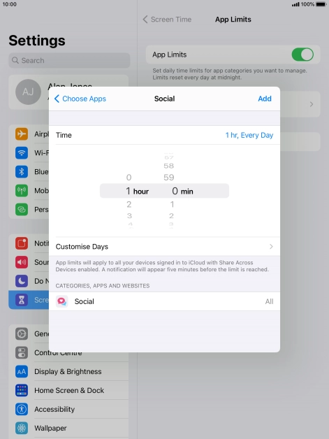 Press Customise Days.