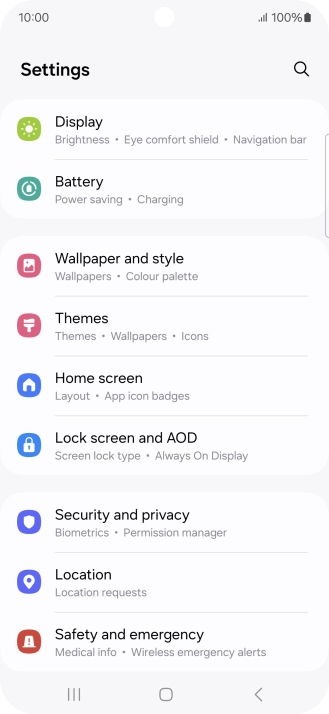 Press Security and privacy.